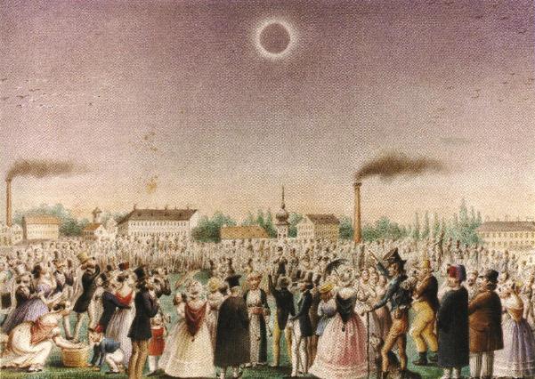 Darstellung der Sonnenfinsternis von 1842 über Wien